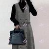 Japonês e coreano novo cross- fronteira lã xadrez colete saia cruz v- pescoço colete vestido 986#