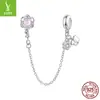 Yinziyun Original Flor de Lazo Rosa Accesorios de Abalorios DIY Tetera Romántica Dulce Cuentas de Plata de Ley S925