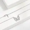 Collar con Colgante de Mariposa Hueca de Moissanita Bestseller Cruzado Chapado en Oro Blanco Estilo Lujo Ligero Moda Versátil Temperamento Joyería de Cadena para Clavícula