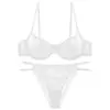 Versión de Calidad de Ropa Interior Francesa Fina de Media Copa para Mujeres Sexy Francesa Suave Aro de Acero Push-Up Anti-Caída Conjunto de Sujetador