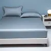 Sábana Bajera Ajustada de Tencel de Color Sólido, Pieza Única de Lyocell, Protector de Colchón Enfriador para Dormir Desnudo, Sábana de Cama de Cobertura Total, Ropa de Cama Antideslizante