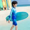 Traje de baño infantil de manga larga con protección solar Amazon, de dos piezas, transpirable para verano para niños, adecuado para niños mayores, traje de baño para vacaciones en la playa