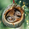 Coruja Transfronteiriça Decorações de Natal de Animais Pingentes para Árvore de Natal Pingentes Planos de Acrílico Pingentes para Carro