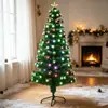 Árbol de Navidad de fibra óptica más vendido transfronterizo con luces de colores, adornos de copo de nieve transparentes, decoración navideña, arreglo de escena festiva