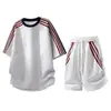 Conjunto Casual Masculino Verão Tendência Marca Tamanho Grande Roupas Combinando Soltas Conjunto de Duas Peças Camiseta de Manga Curta Shorts High Street Americano