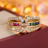 El artículo más vendido de Amazon: Anillo Clásico Exquisito y de Moda con Incrustaciones de Circonitas de Colores, Anillo para Mujer Estilo Coreano Joyería al por Mayor