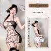 Falda Hip Vintage con Estampado de Tinta Perspectiva Cuello Halter Cheongsam Mejorado Uniforme No-despegable Ropa Interior Sexy Uniforme Traje de Mujer