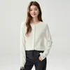 Cárdigan de cachemira con cuello redondo 2026 Otoño/Invierno Nuevo Estilo Hombro de sastre para mujer Capa base Estilo versátil Elegante Top de un solo botón