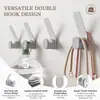 KAPANOU Ganchos Dobles para Abrigos Montados en Pared set de 8, Perchero de Metal Resistente para Baño, Dormitorio, Entrada, Ganchos de Aluminio Versátiles y Decorativos para Colgar Toallas, Sombreros, Bolsos (Gris)