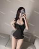 [2 Colores] Estilo Ins Coreano Chica Linda Hongo Borde Volador Simple Monokini Tirantes Traje de Baño de Vacaciones de Gama Alta para Mujer