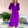 Ropa Nueva de Primavera y Verano para Mujer Color Sólido Cuello en V Corbata Moda Manga Corta Mono Transfronterizo Europeo y Americano Amazon