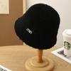 Sombrero de Cubo Tejido para Otoño e Invierno para Mujer, Versátil, de Terciopelo de Cordero con Textura, Sombrero de Cúpula, Estilo Coreano, Color Sólido, M-estándar, Sombrero de Pescador de Felpa Art