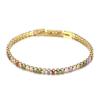 Pulsera de Zirconia Colorida Sencilla de Lujo Ligero Mori Versátil para Mujer Cadena Cuadrada de Acero de Titanio Pulsera de Punto Completa de Diamantes
