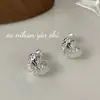 Pendientes Dulces Frescos de Corazón Martillado con Textura de Plata de Ley S925 Coreana para Mujer Estilo Ins Nicho Versátiles Pendientes de Alta Gama