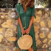 2026 Transfronterizo Amazon Nueva Moda Femenina Estilo Europeo y Americano Sexy Cuello en V Larga Botonada Talla Extra Vestido Camisa