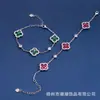 Suministro del Fabricante Popular Trébol de Cuatro Hojas Circonita Púrpura Flor Completa de Diamante Pulido Pulsera Exquisita Versátil de Gama Alta para Mujer