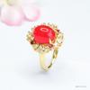 Anillo de Ágata Natural Guan Yu Anillo de Calcedonia Rojo Sangre de Paloma Joyería para Mujer Venta al por Mayor en Vivo Dropshipping S4112701L