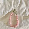 Ins Niche Rosa Cuadros Plisado Pulsera Funda para Teléfono Móvil Pulsera de Cadena Pulsera Correa de Muñeca Antiperdida Colgante Universal