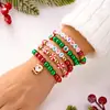 Europeu e Americano Transfronteiriço Natal Nova Moda Design de Cor Contrastante Árvore de Natal Boneco de Neve Velho Cerâmica Macia Conjunto de Pulseiras de Contas