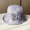 Sombrero de Cubo de Flor de Organza Protección Solar Sombrero de Sol para Mujeres de Mediana Edad y Mayores Vacaciones de Verano en la Playa Sombrero de Pescador