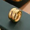 Estilo Metalero Europeo y Americano Ins Estilo Genial Versión Ancha Exagerada Elegante Anillo de Calabaza Chapado en Acero de Titanio Anillo Dorado para el Dedo Índice para Mujeres