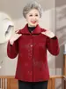 Abrigo con solapa estampada de la abuela para mujer, top elegante para madres de mediana edad y mayores, ropa de mujer estilo chino, manga larga, primavera y otoño, talla grande