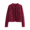 Para Comércio Exterior Transfronteiriço Europeu e Americano Roupas Femininas, Popular no Aliexpress, Outono Vintage Versátil Casaco Curto de Tweed com Franjas
