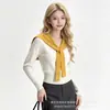 Suéter de tricô estilo xale com blocos de cor para mulheres, nova coleção outono/inverno, macio e confortável, design justo, elegante e valoriza a silhueta, perfeito como camada interna ou suéter