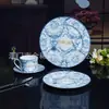 Prato de Jantar Ocidental de Porcelana Nova Transfronteiriça Poseidon Azul e Branco Prato de Servir de Luxo para Hotel Prato Doméstico Retrô Disponível para Forno