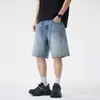 Shorts de Mezclilla Lavada Estilo Americano de Gama Alta para Hombre, Nuevo Modelo de Verano, Marca de Moda Holgada, Pantalones Versátiles Casuales de Cinco Puntos de Pierna Recta