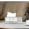 Caja de Pañuelos de Lujo Ligero y Acabado de Alta Gama, Creativa Caja de Pañuelos para Escritorio de Sala de Estar con Almacenamiento y Dispensador de Pañuelos Multifuncional con Resorte