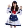 Vestido azul marino pequeño japonés Lolita Maid JK con lazo plisado y bonito vestido Lolita