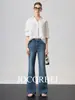 Pantalones de Supermodelo Jocorbei No Ajustados Jeans Acampanados de Cintura Alta para Mujer, Pantalones Bootcut Vintage High Street, Modernos