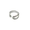 Corea del Sur Namdaemun Diseño de Nicho Joyería de Plata S925 Plata de Ley Anillo de Ola de Tres Capas Simple y de Alta Gama Estilo Personalizado