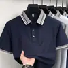 Camiseta de Manga Corta con Cuello Rayado Transfronterizo para Hombre con Solapa, Nueva Camisa Polo Casual de Estilo Veraniego para Hombres Jóvenes y de Edad Media, Camiseta de Manga Media para Hombre