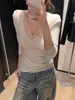Top de punto blanco con encaje de patchwork estilo coreano, cuello en V, manga larga para mujer, una pieza de otoño única y hermosa para superponer que estiliza y favorece.