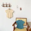 Roupa Infantil Estilo Coreano Verão Fina Tecido Zou Gola Alta Peça Única Harper Bebê Algodão Amigo da Pele Triângulo Fart Macacão