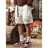 Shorts de trabajo blancos retro americanos para hombre, marca de moda de verano, bolsillos grandes, corte holgado, shorts casuales funcionales para exteriores para hombre
