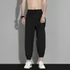 Pantalones jogger de seda helada para hombre, pantalones deportivos cropped holgados de moda, pantalones casuales finos de secado rápido para hombre