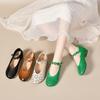 Zapatos de una sola capa calados para mujer Primavera y Verano 2025 Mocasines Artísticos Retro de una tira con Boca poco profunda Mocasines Punta redonda Flor Zapatos Mary Jane para mujer