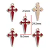 DIY Aleación de Goteo de Aceite Estilo Gótico Retro Colgante de Corazón con Alas Cruz Colgante para Pulsera Llavero W644