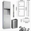Caja de Papel Larga Empotrada en la Pared para Baño Hotel Acero Inoxidable Portarrollos de Papel de Cocina Tres en Uno con Cubo de Basura y Dispensador de Pañuelos
