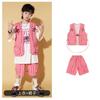 Traje de hip hop de moda para niños, ropa de marca de hip hop de verano para niños, conjunto de batería, ropa de actuación para niños y niñas