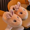 Pantuflas de algodón para niños, diseño de conejo lindo de dibujos animados de invierno para niñas, pantuflas interiores antideslizantes, pantuflas de bebé esponjosas, pantuflas de algodón para padres e hijos