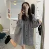 Ropa de mujer talla grande nueva camisa para chica rellenita camisa de manga larga camisa holgada que cubre la barriga ropa de maternidad camisa de primavera y otoño