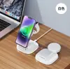 Carregador sem fio magnético dobrável três em um com luzes coloridas para suporte de carregamento sem fio multifuncional para iPhone