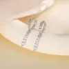 Brincos de Gota de Zircônia de Luxo Leve Estilo Europeu e Americano para Mulheres, Brincos Geométricos de Strass Únicos e Elegantes