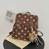 Mochila Escolar Transfronteiriça Outono 2026 para Mulheres, Versão Coreana, Moda Vintage Versátil Mochila de Bolinhas