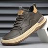 Zapatillas de Cuero Genuino para Hombre Lindas Feas Zapatos de Mango de Alto Tobillo Forrados de Felpa Zapatos de Algodón Cálidos Combinan con Todo Estación Europea para Hombre Zapatos Casuales Modernos