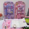 Conjunto de papelería con diseño de caballo arcoíris, bonito conjunto de papelería para estudiantes, cuaderno, bolígrafo multicolor, resaltador, regalo.